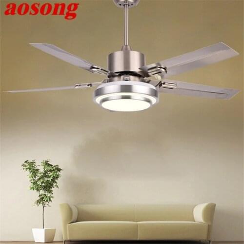 AOSONG Modern Ceiling Fan Lights Kit 3 Colors With Remote Control Fan Lighting for Home Dining Room Bedroom Restaurant