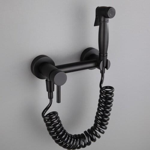 Bidet taps with bidet shower black copper Hot and Cold bidet shower Brass wall mounted woman washer mop tap with shattaf set