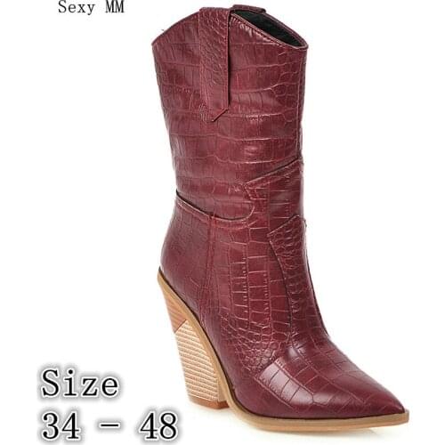 Spring Autumn Women Ankle Boots High Heel Shoes Woman Short Boots Plus Size 34 - 40 41 42 43 44 45 46 47 48