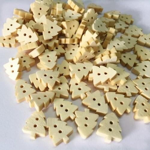 Wooden Christmas Tree Buttons Natural Wood button Fashion clothes buttons for Clothing sewing Accessories