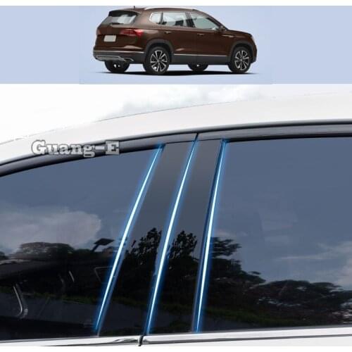 For Volkswagen VW Tharu 2019-2022 Car PC Material Pillar Post Cover Door Trim Window Piano Black Molding Sticker Plate 10pcs