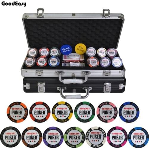 Goodeasy Clay Poker Chips Set With Aluminum Suitcase Casino Wheat Poker Chip 14 Colors Texas Hold'em Cheap Factory Price