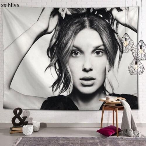 Custom Tapestry Millie Bobby Brown Printed Large Wall Tapestries Hippie Wall Hanging Bohemian Wall Art Decoration Room Decor