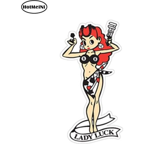 HotMeiNi 13cm x 6.5cm Lady Luck Small Performance Car Sticker Set Window Bumper Decal DIY Car Body Decals
