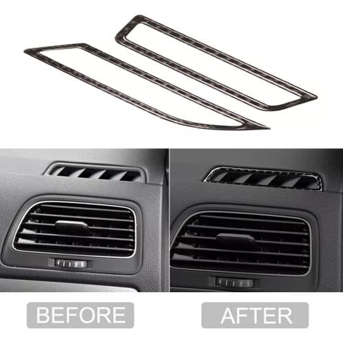 JEAZEA 2Pcs ABS Carbon Fiber Front Dashboard Air Condition Air Vent Outlet Cover Trim For Volkswagen VW Golf 7 MK7 Car Styling
