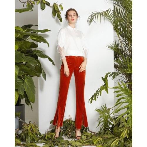 KOMELLO Women's Velvet Trousers