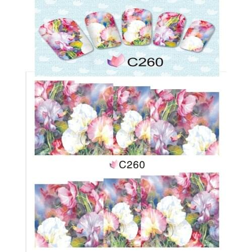NAIL ART BEAUTY WATER DECAL SLIDER NAIL STICKER FRUIT WATER MELON SEA STAR STRAWBERRY FLOWER ROSE LILY C260-267