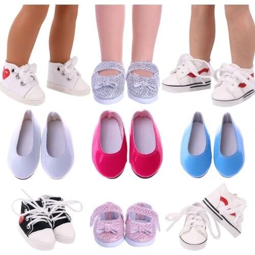 Doll Shoes For 14.5 Inch Wellie Wisher &32-34 Cm Paola Reina Doll,Popular Styles Of Flat Shoes With Polka Dot Straps,Accessories