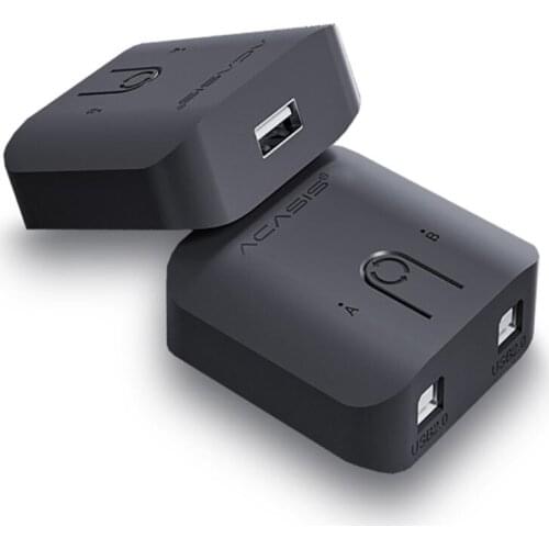 Acasis KVM Switch Box Selector Dual USB2.0 Switcher 2 In 1 Out Sharing for 2 Computer Laptop PC Monitor Mouse Keyboard