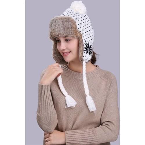 MingJieBiHuo Outdoor autumn and winter new fashion warm thick Simple wild cute knit hat women girls Bomber Hats