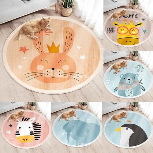Cartoon Round Carpet Animal Elephant pattern Chair Floor Mat Office Floor Mat kids Carpet Living Room Bedroom Decorative Carpet