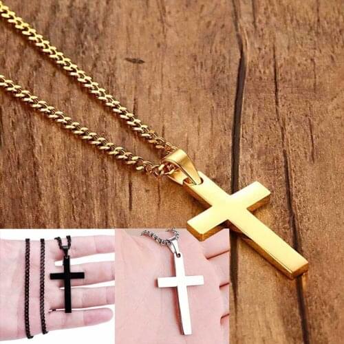 Male Black St Peters Inverted Cross Pendant Necklace For Men Stainless Steel Choker Jewelry With Chain Necklace