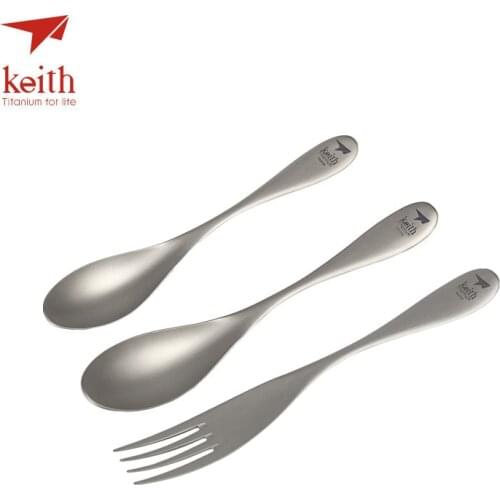 Keith New Thicken Solid Titanium Spoon Dinner Dessert Coffee Soup Spoon Camping Hiking Travel Tablewares