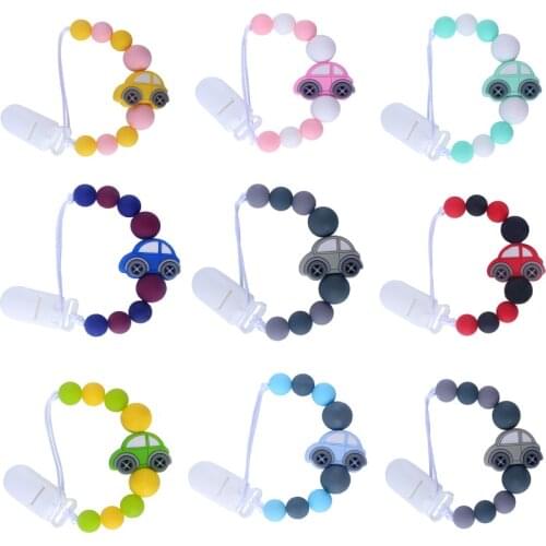 Charm Silicone Car Beads Pendant Nipple Pacifier Chain Clip Round Silicone Beads Baby Nipple Holder