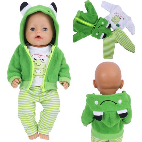 Doll Clothes Cute Frog Suits for 43cm Baby Reborn Dolls Fashion Dress Pajamas Fit for 18 Inches Dolls Accessories Girl Toys