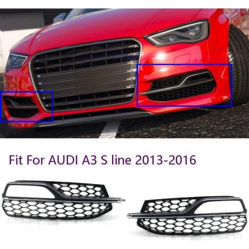 Fit For AUDI A3 S line 2013-2016 PAIR FOG LIGHT COVER LOWER BUMBER Honeycomb GRILL GRILLES