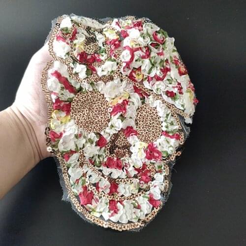Fleurs Skull Sew On Patches For Clothing Sequins Large Biker Badge Embroidery Sequined Patch Diy Clothes Stickers Strange things