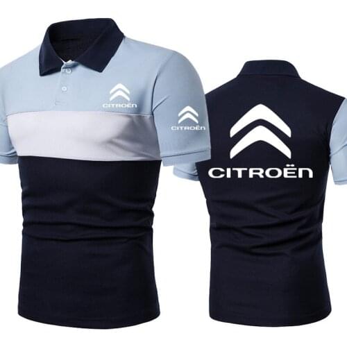 Casual Fashion Mens POLO shirt Summer Citroen Car Logo printing Mens short sleeve High Quality Splicing Cotton short sleeve