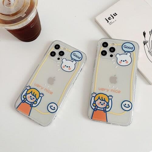 Applies To IPhone12 Photo Frame Cartoon 11PRO Transparent Phone Case Apple XR Silicone Smiling Face Girl 7/8Plus