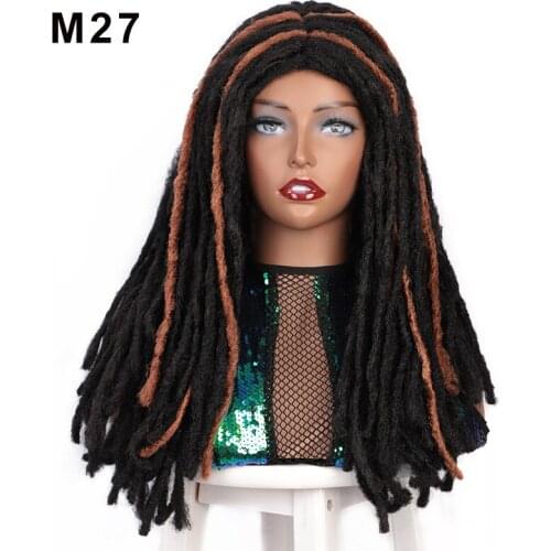 ELEGANT 18 Inches Synthetic Dreadlocks Wig Braid Hair Synthetic Black Braids Faux Locs Hair Heat Resistant For Black Women