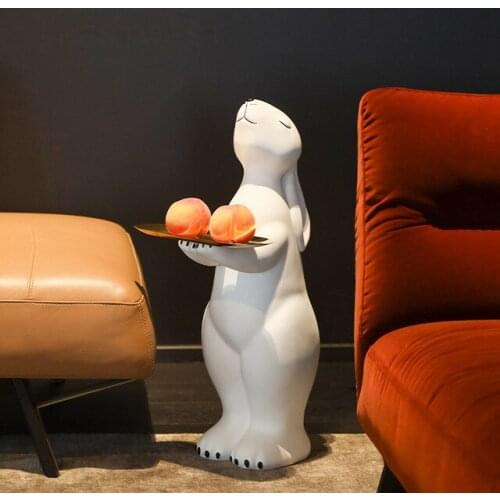 Nordic Resin Long-eared Rabbit Storage Tray Accessories Home Livingroom Figurines Decoration Hotel Villa Store Sculpture Crafts