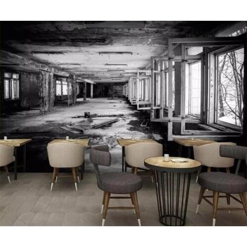 Vintage Wallpaper Modern Personality Factory Black And White Graffiti Mural Wall Paper For Wall 3D Restaurant Cafe Wall Painting