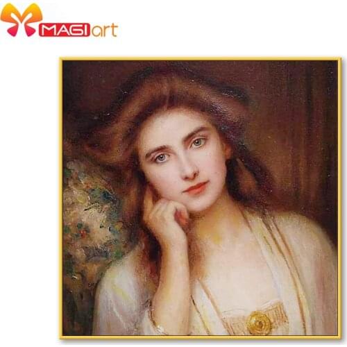 Cross stitch kits Embroidery needlework sets 11CT water soluble canvas patterns 14CT European classical style lady -NCMP058