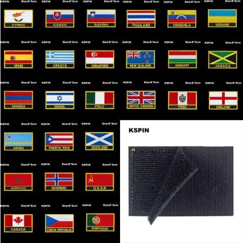 National Flag Patch Hook Loop Cyprus Slovakia Slovenia Badges Armband 3D Stick on Jacket Backpack Stickers