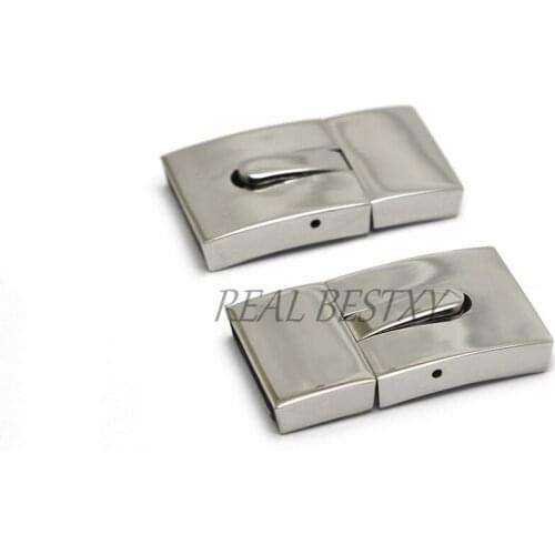 10pcs/lot engrave logo hole:15*3mm Stainless Steel Clasp Clasp for Leather Silicone Bracelet Jewelry Making DIY Connect Lace diy