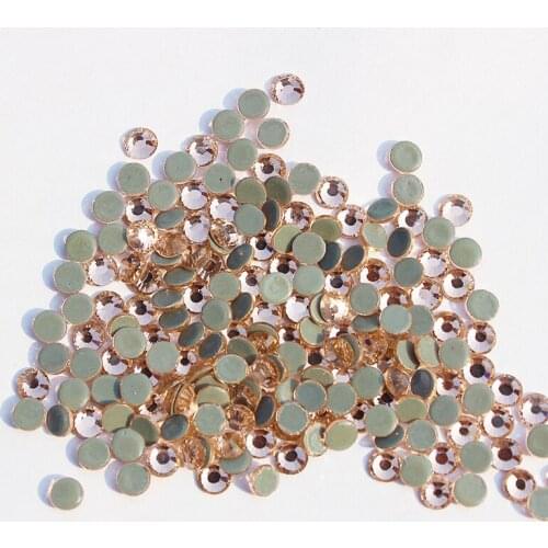 Iron on DMC Bright Glass Stones SS6 to SS30 Light Peach Hotfix Rhinestones For Wedding Dress