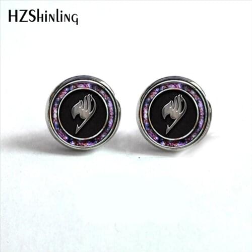 NES-006 Fairy Tail Ear Nail Fairy Tail Guild Marks Studs Earrings Anime Fairy Tail Jewelry Glass Cabochon Earrings Post HZ4
