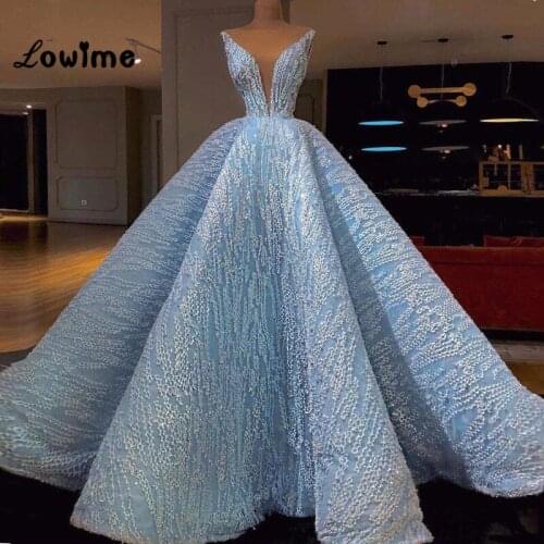 Sky Blue Evening Dresses Vestidos De Festa Custom Made Women Party Gowns Dubai Arabic Women Formal Prom Dresses 2018 New Coming