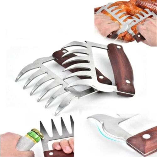 1pair BBQ Accessories Meat Shredder Strong Pulled Pork Puller Fork Bear Claw Vegetable Slicer Cutters Beer Opener Cooking Tool