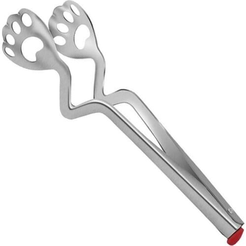 Kapmore 1pc Kitchen Tongs Stainless Steel Locking Cat Paw Nonstick Food Tongs Serving Tongs Kitchen Utensil Cooking Accessories