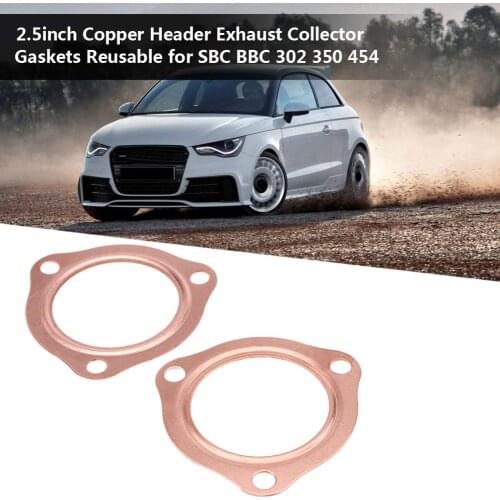 2PCS 1/2" Copper Header Exhaust Collector Gaskets 2.5 Inch Reusable for SBC BBC 302 350 454 2.5 Inch Car Accessories
