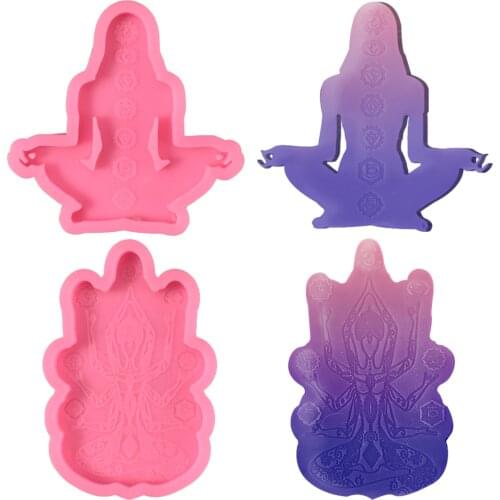 2 Types Chakras Resin Molds Yoga Coaster Silicone Molds for DIY Epoxy Resin Keychain Ornament Dec for Home
