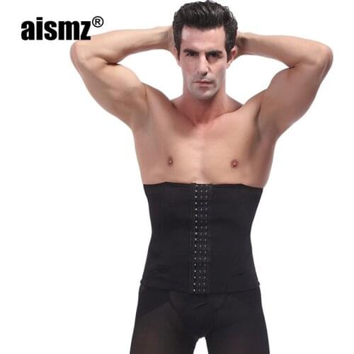 Aismz Waist Trainer Slimming Underwear Corset Belt Body Modeling Strap Waist Cinchers Slimming Sheath 7 Steel Boned for men