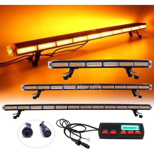 47" 55" 59" 63" Amber Red Blue Emergency Strobe Light Bar COB LED Warning Roof Top Lightbar for Tow Trucks Construction Vehicle