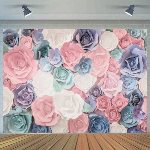 Big Paper Flowers Wall Backdrop Photography White Wedding Party Banner Background Decor Floral Rose Bridal Shower Photo Shoot