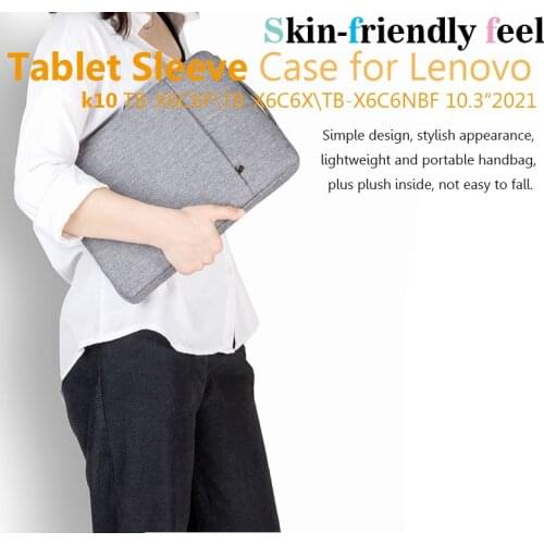 Handbag Sleeve Case For Tab K10 10.3 inch 2021 TB-X6C6 Zipper Waterproof Pouch Bag Case For Lenovo Tab K10 Tablet Funda Cover