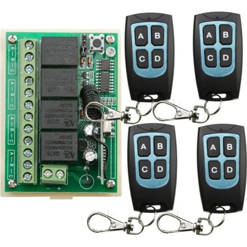DC12V 4CH 4 CH 4Channel RF Wireless Remote Control Switch System 315 MHz /433 MHz Transmitter And Receiver/Garage Door/shutters