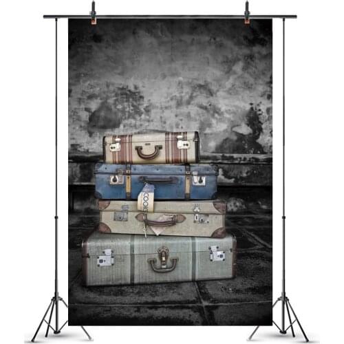 Old Stacked Suitcases Brick Wall Photography Backdrops Trunk Travel Theme Self Portrait Art Photo Backgrounds For Studio