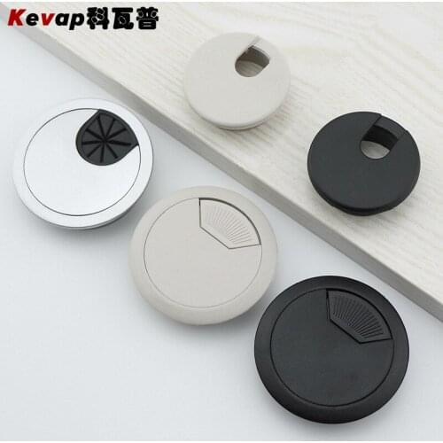 Contracted office furniture 50 wear silver pearl chrome flash silver box 60 mm circular hole cover computer desk threading hole