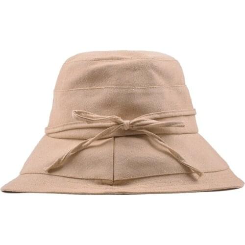 Korean Sunshade Bucket Hat Female Male Summer Outdoor Sunscreen Fisherman Cap Women Foldable Bowknot Fisher Basin Hats H7361