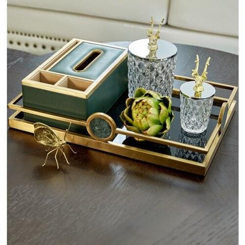 Brass Hemming design home accessories light luxury soft decoration with built-in moisture-proof lining living room tea table tra