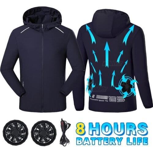 Summer Cooling Fan Jacket Men Hiking Windbreaker Cycling Fishing USB Power Supply Camping Running Air Conditioning Clothes