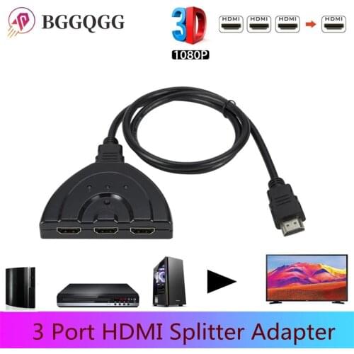 BGGQGG Mini 3 Port HDMI Splitter Adapter Cable 1080P HDMI Switcher HDMI Switch 3 in 1out Port Switch Hub for HDTV Xbox PS3 PS4