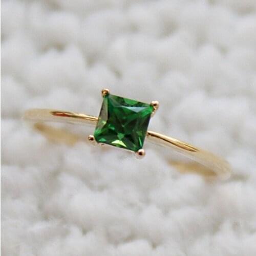 Fashion Desgin Ring Big Square Green Stone Rings For Women Jewelry Wedding Engagement Gift Luxury Inlaid Stone Rings