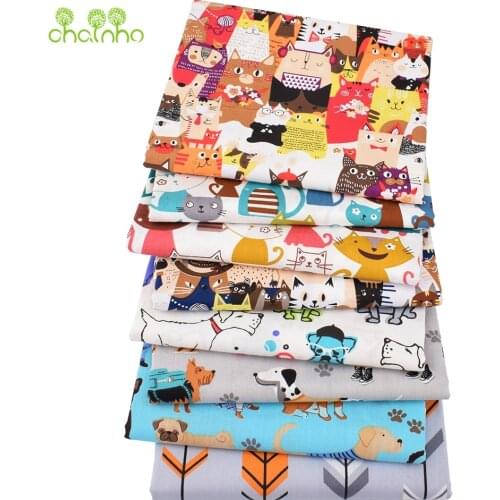 Cats & Gogs Cartoon Series,Printed Twill Cotton Fabric,Patchwork Cloth,DIY Sewing Quilting Material For Baby&Childrens Bedcloth