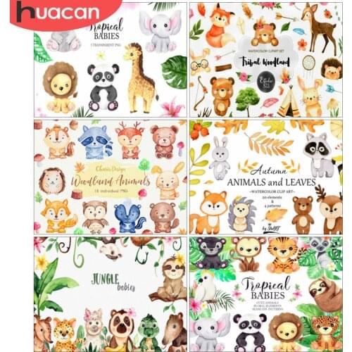 HUACAN Full Drill Diamond Painting Panda Cross Stitch Diamond Embroidery Mosaic Cartoon Animals Wall Stickers